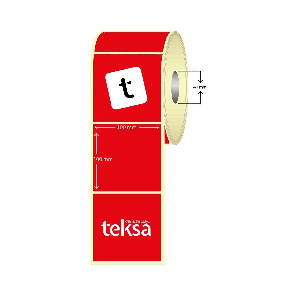 100X100 Kuşe Etiket Kırmızı ( 400 lü )