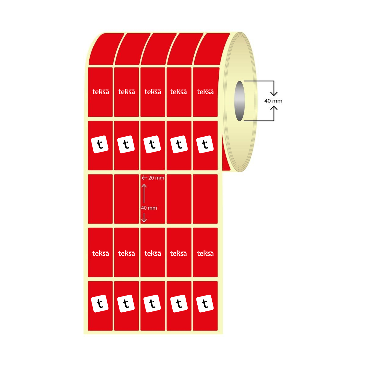 20X40 Kuşe Etiket Kırmızı 5’li ( 5000 li)