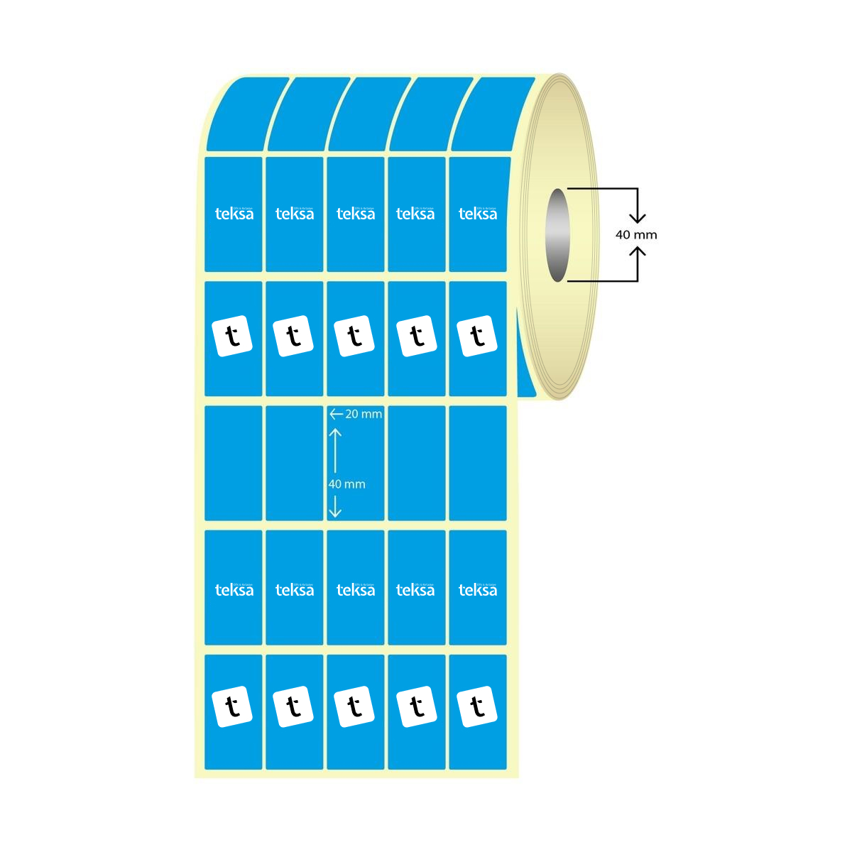 20X40 Kuşe Etiket Mavi 5’li ( 5000 li)