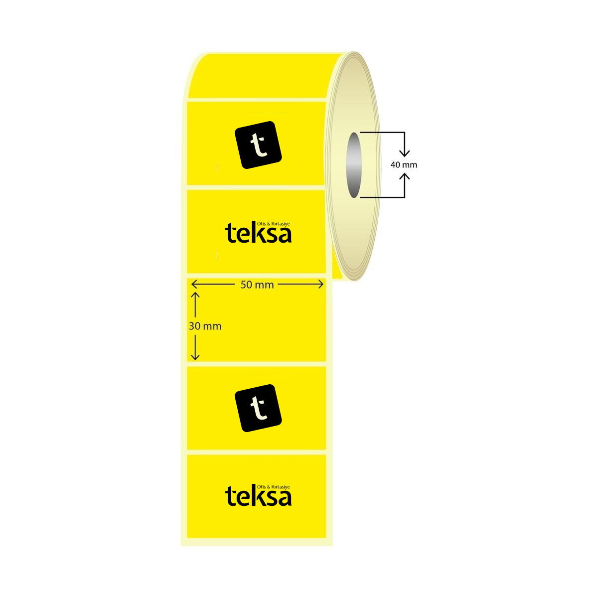 Renkli Kuşe Etiket 50x30 mm — Mavi (1000 sarım)